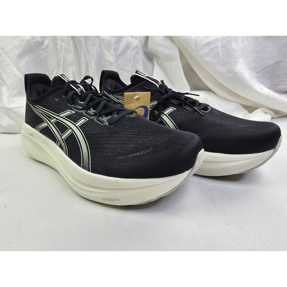 Asics Size 16 Extra Wide 4E Mens Gel Nimbus 27 Black Lake Gray Lace Sneakers NEW - Picture 10 of 16